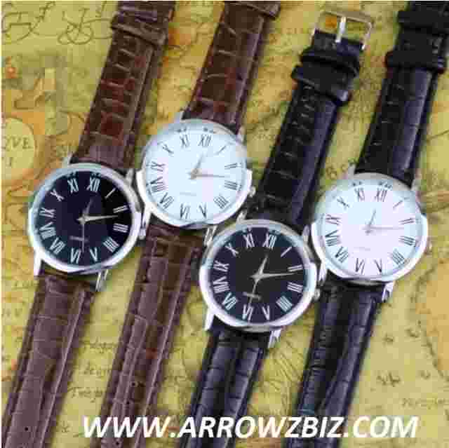 Roman Display Unisex Analog Wrist Watch Leather Strap Quartz Various Styles UK