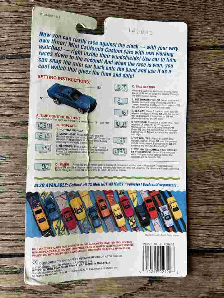 Vintage Hot Wheels Hot Watch, California Custom, NOS 2128