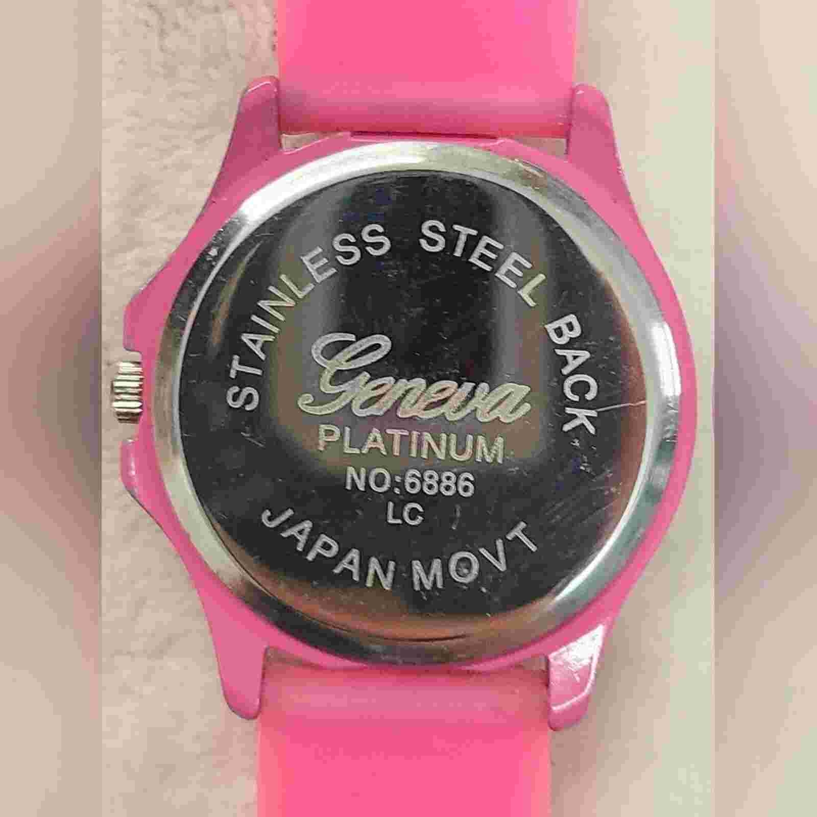 Geneva Platinum Women's Hot Pink Crystal Accented Watch