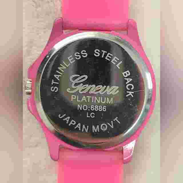 Geneva Platinum Women's Hot Pink Crystal Accented Watch