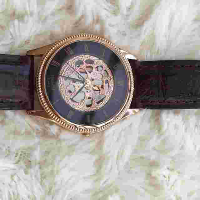 SECONDA QUARTZ ROSE GOLD SKELETON WATCH BNWOT