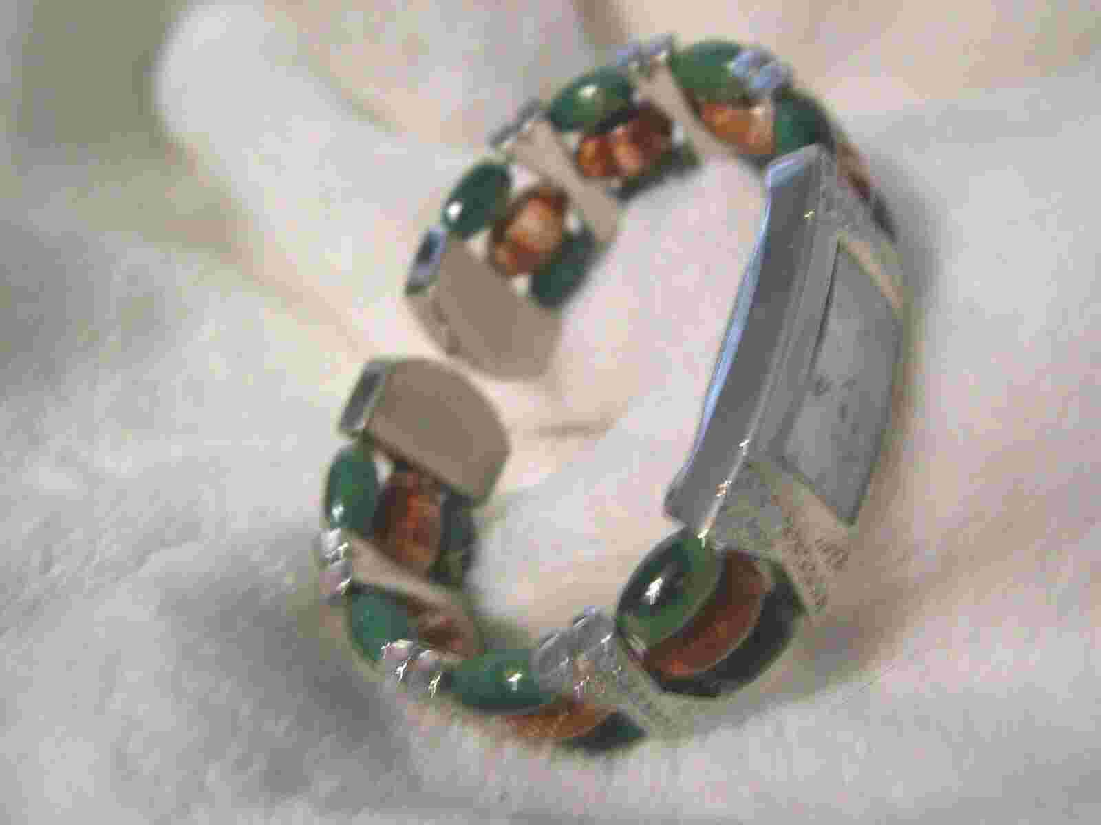 L75, TRENDZ Ladies Cuff Watch, Beaded and Crystal Band, White Face, wb