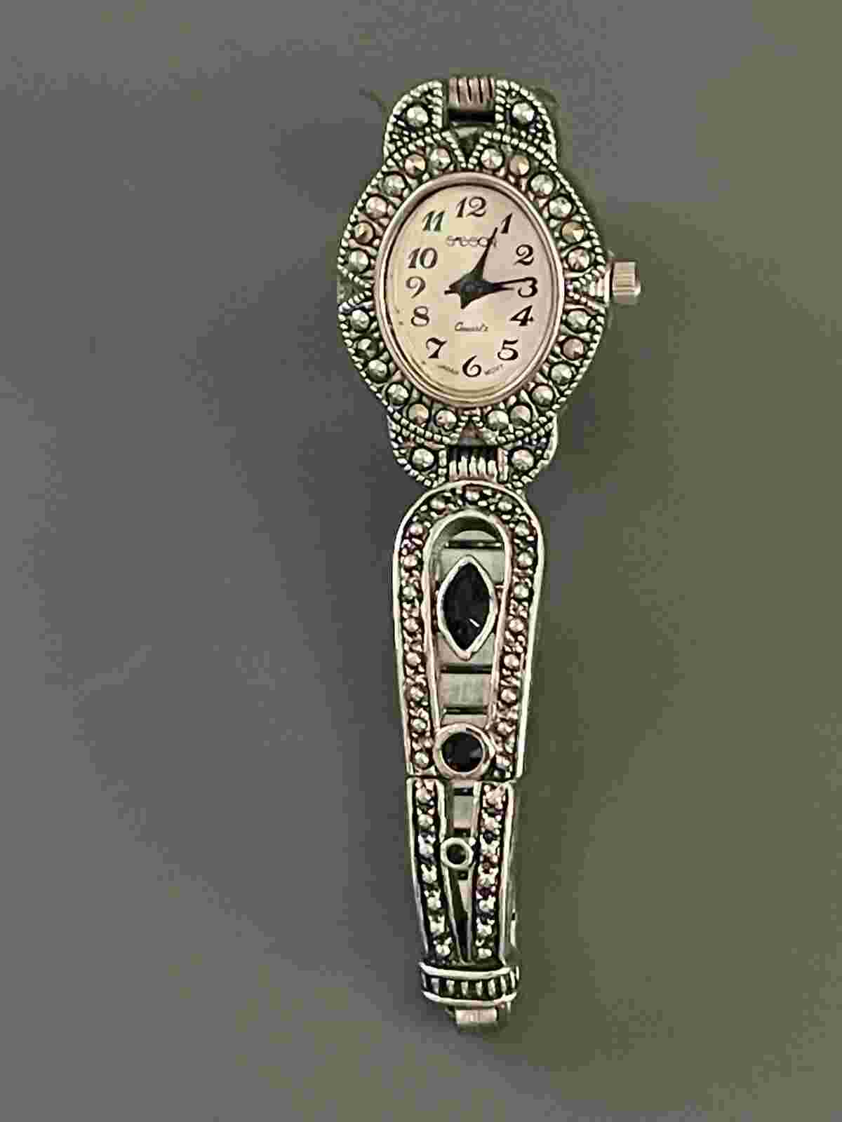 Vintage SASSON Silver-Tone Ornate Filigree Quartz Wristwatch Petite EUC
