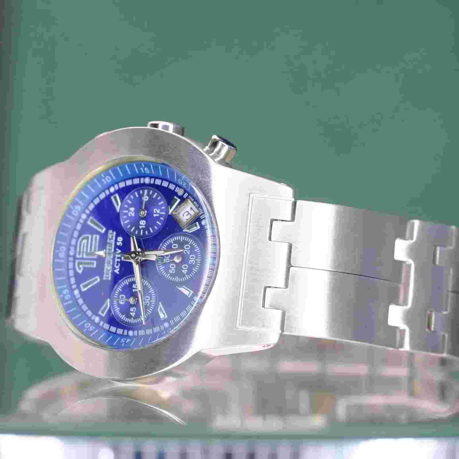 BEUCHAT ACTIV 50 DIVERS MENS WATCH BLUE CHRONOGRAPH DIAL STEEL 50M