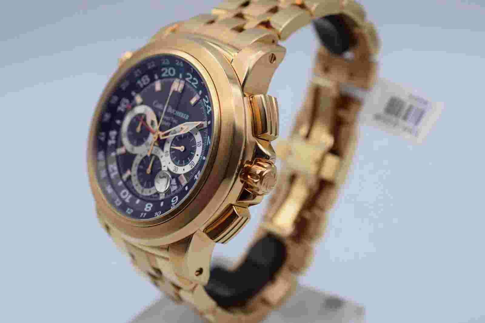Carl F. Bucherer Patravi TravelTec GMT Chronograph Auto 18k Gold Watch 10620.03
