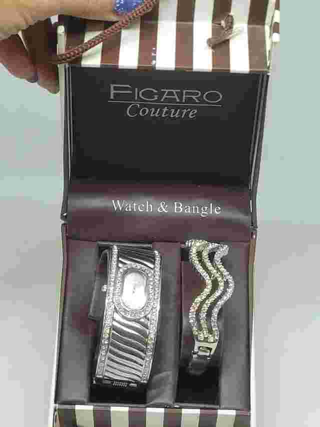 Figaro Couture Watch And Bangle Bracelet Gift Set BRAND NEW Quartz Cici and Faye