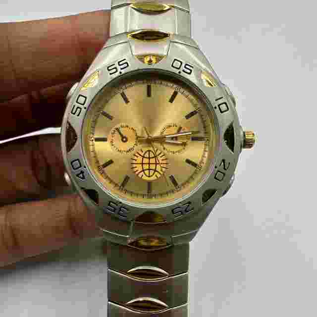 Haband Watch Men Silver Gold Two Tone Round 39MM New Battery 8.5”