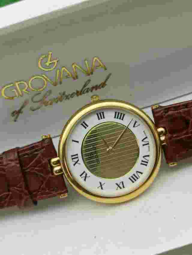 GENUINE GROVANA OF SWITZERLAND WATCH ROUND LATIN DIAL MEN'S VINTAGE 90s