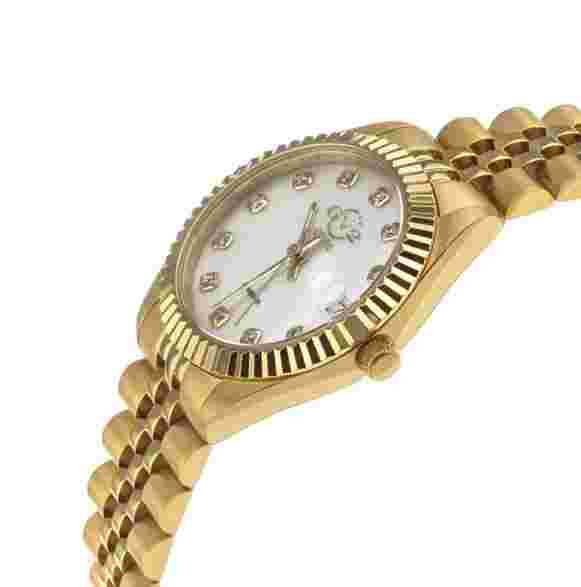 GEVRIL GV2 Women's Naples Gold-Tone Ion Plating Swiss Quartz Bracelet Watch 34mm