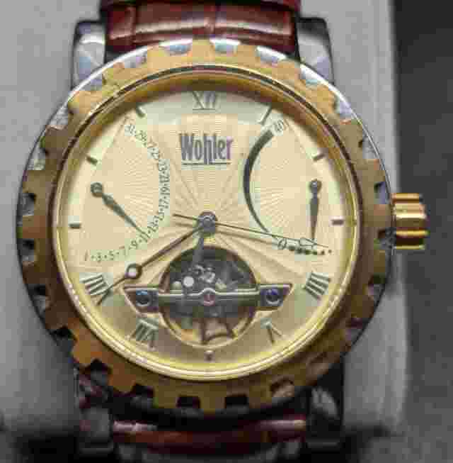 Wohler Automatic Semi-Skeleton Watch w/ Date & Reserve Subdials