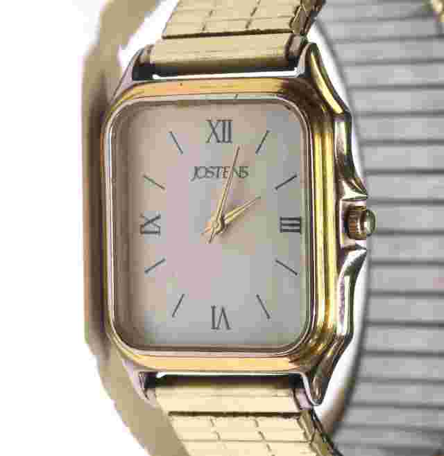 Tank Jostens mens yellow gold plated stainless steel watch 50g 7.5" expandable