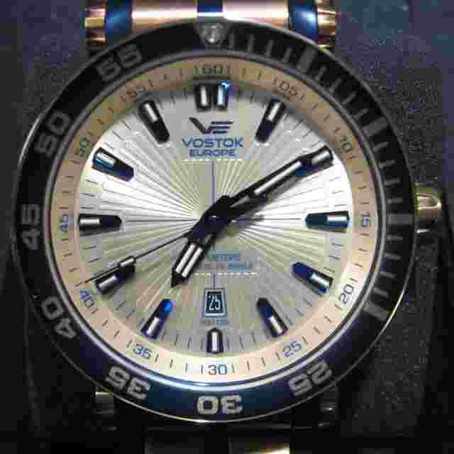 VOSTOK EUROPE Energia Wristwatch Rose Gold Case Model Blue with Box Excellent