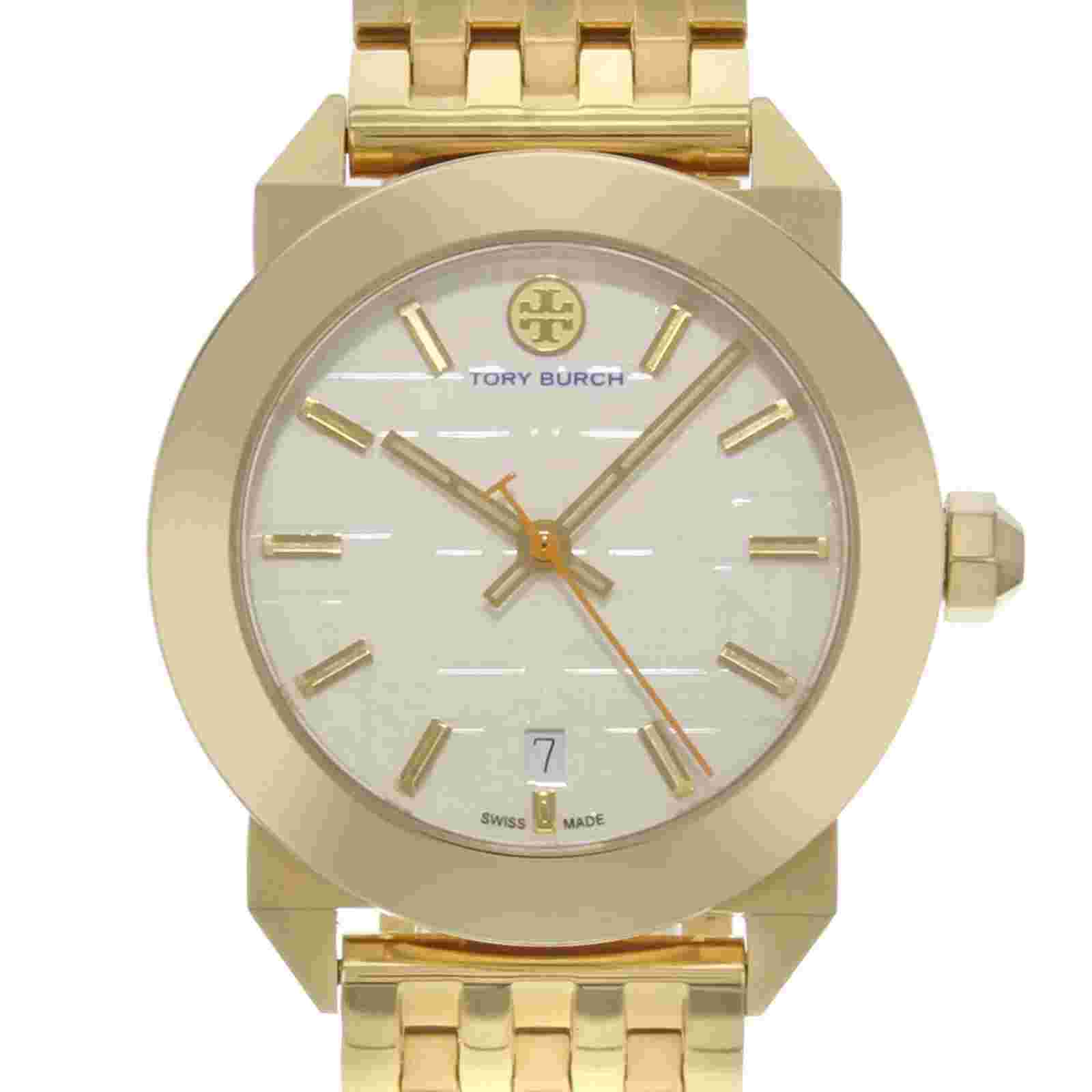 Tory Burch Whitney Yellow Gold Tone Cream Dial Steel Quartz Ladies Watch TRB8002