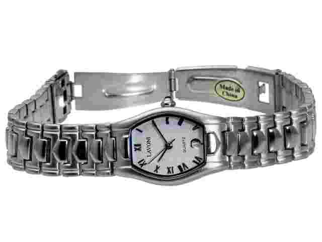 LAVONI:WOMENS' STAINLESS STEEL METAL BAND OVAL CASE W/DATE ANALOG QUARTZ WATCH
