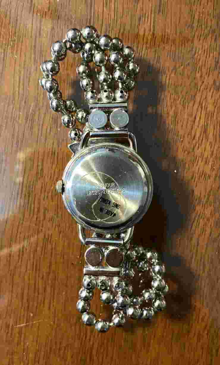 Beautiful Vintage Bonjour Woman’s Silver Diamond Black Watch
