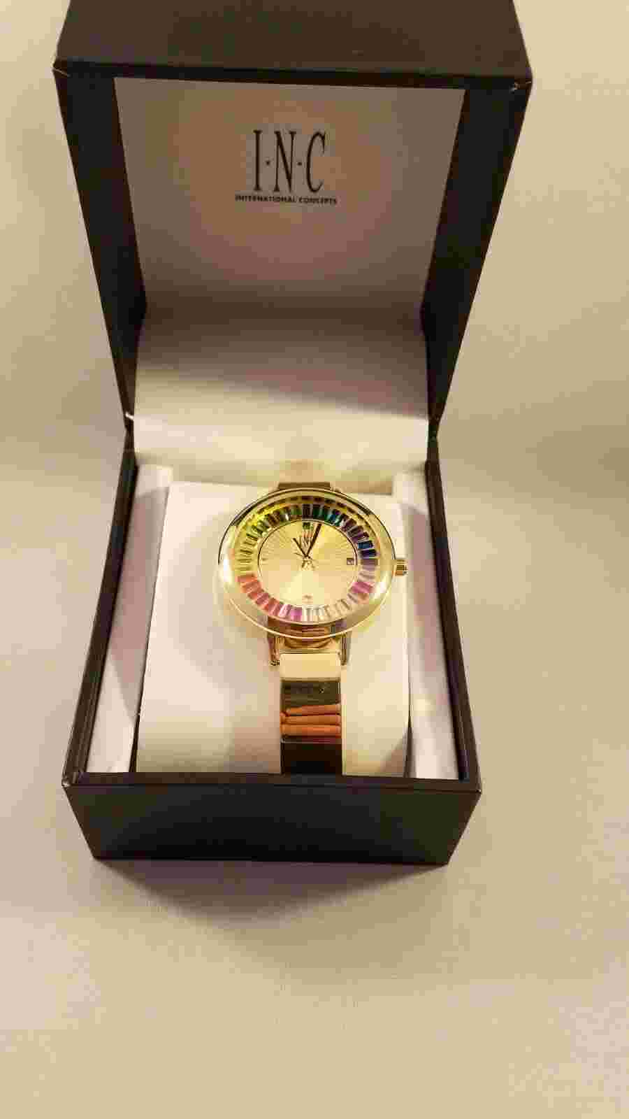 INC International Concepts  Women's Watch & Earrrings Set Gold NEW OVER STOCK