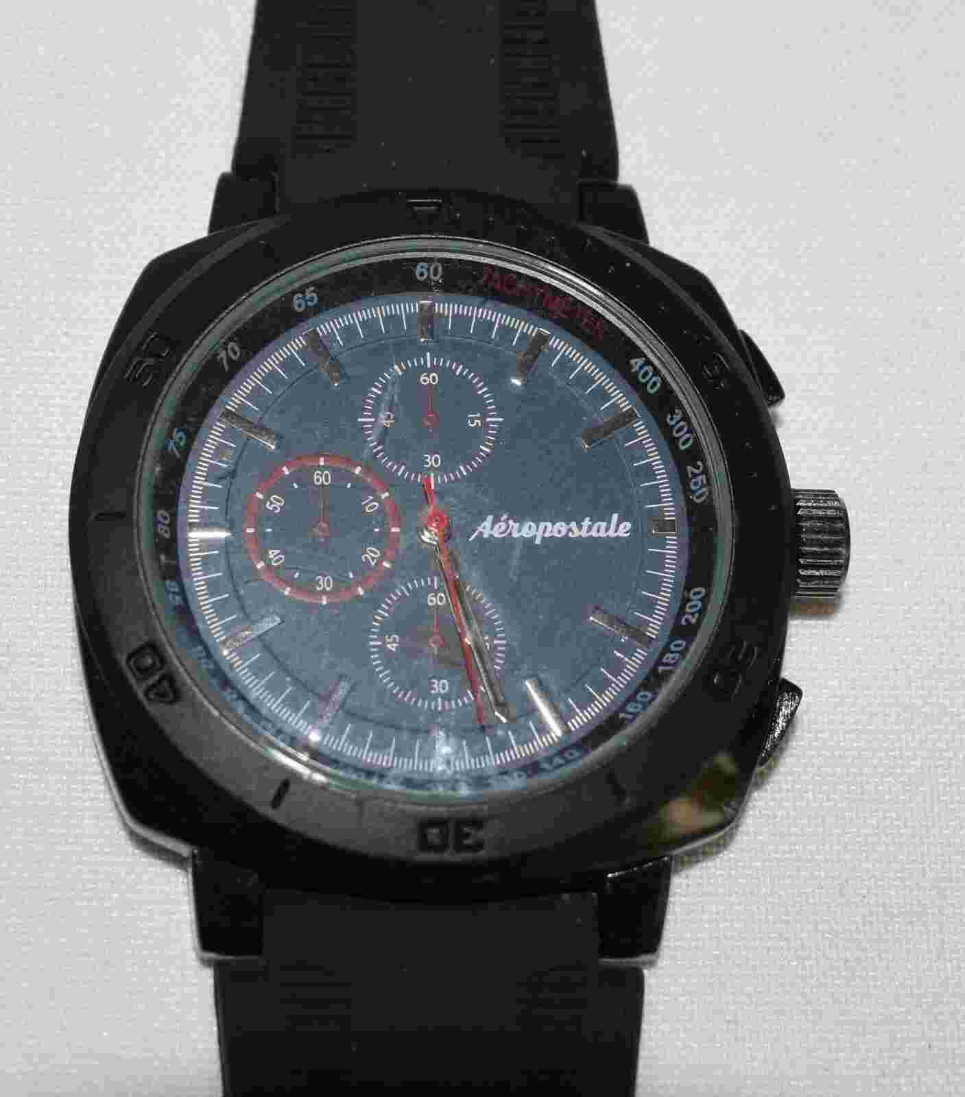 Aeropostale Men's Black Watch, China Movement, 34168, Stainless Steel Back