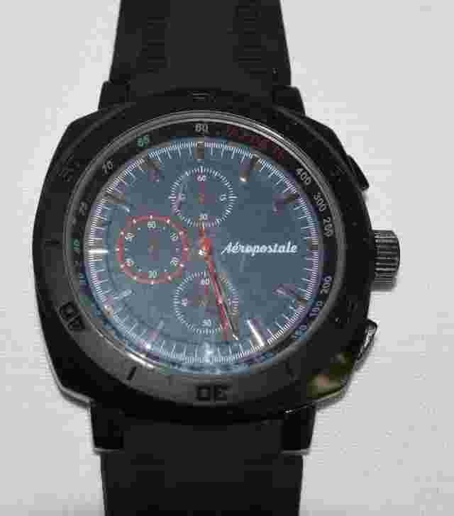 Aeropostale Men's Black Watch, China Movement, 34168, Stainless Steel Back
