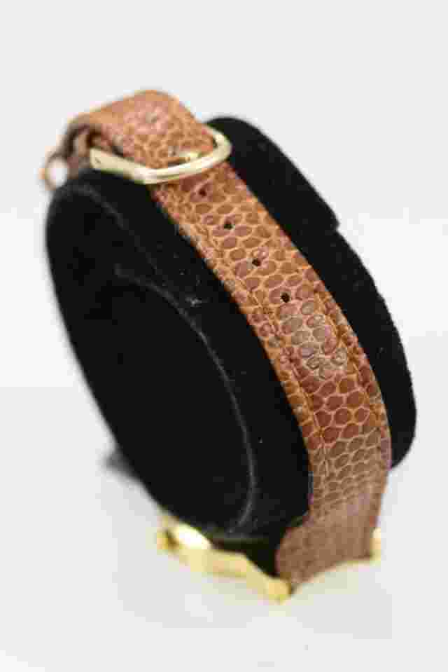 Eternity Women Watch Stainless Gold Steel Battery Brown Leather WR White Quartz