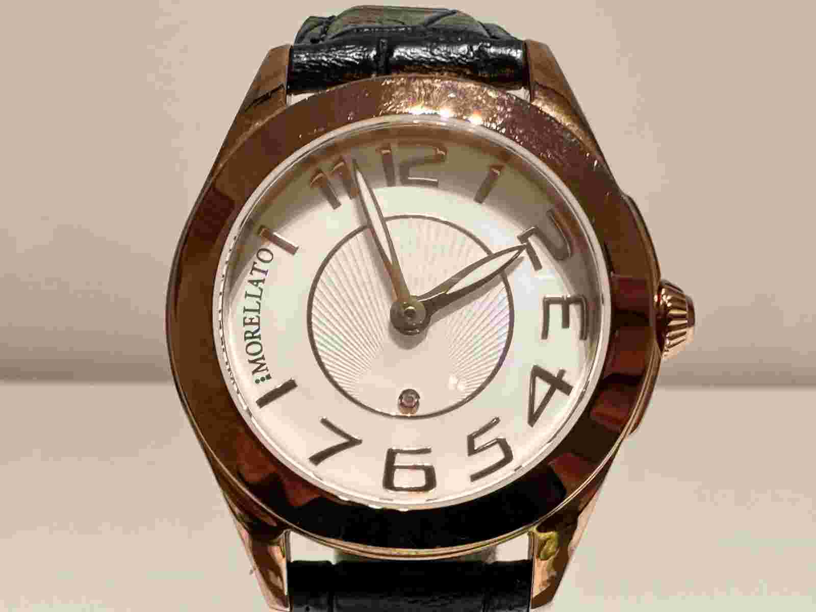 RETROLUXURY PINK GOLD MEN'S LADIES QUARTZ WATCH "MORELLATO" WITH NATURAL DIAMOND