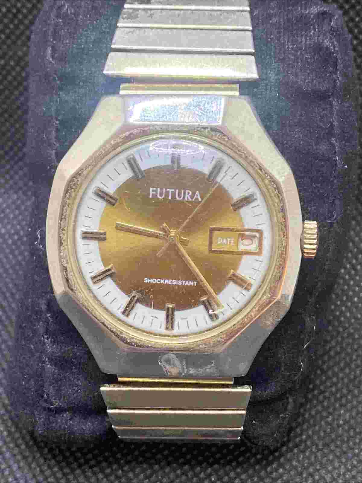 Futura Wind Watch Manual Wind Gold Tone Works!