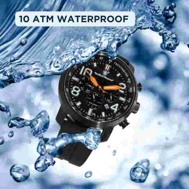 Smith and Wesson Black Tritium Chronograph gold, Silicone and Leather Strap