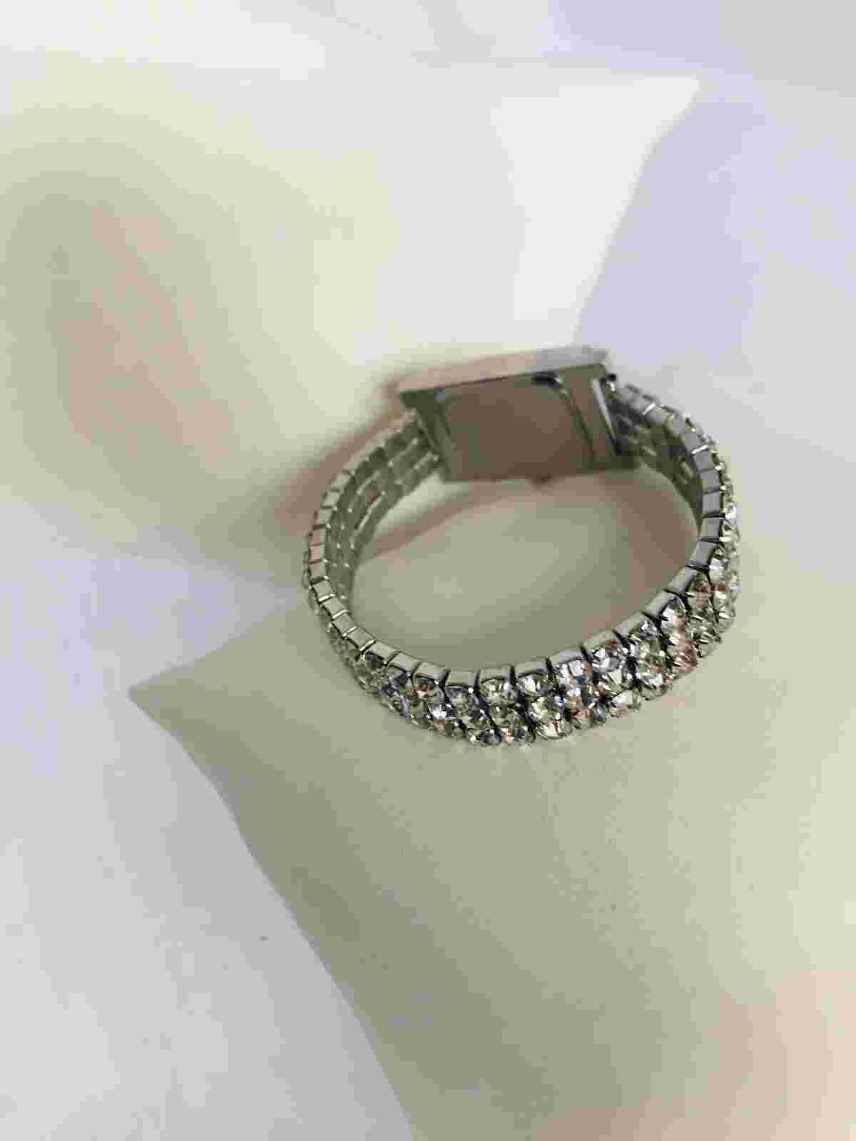 Ladies Dress Wrist Watch Diamanté Bracelet Strap By Bijou Diamanté Rectangular S