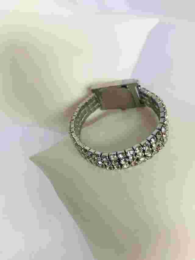 Ladies Dress Wrist Watch Diamanté Bracelet Strap By Bijou Diamanté Rectangular S