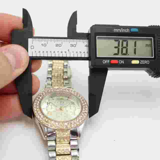 bebe Womens Two Tone Iced Watch 38mm Gem Bezel with New Battery