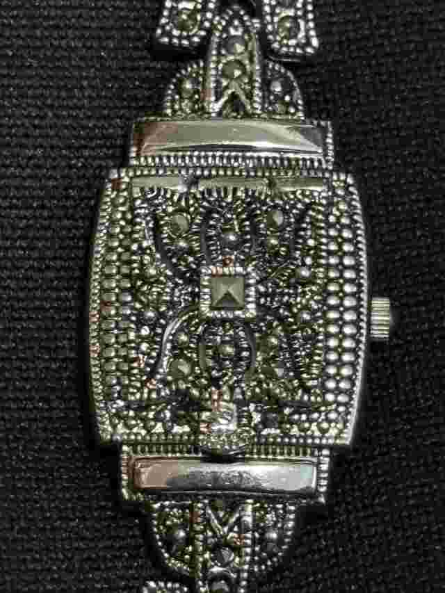 Vintage 90’s Lee Sands Marcasite Quartz Covered Bracelet Watch
