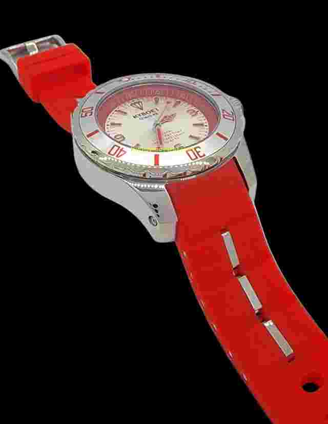 Kyboe! Mens Watch Giant 48MM Stainless Steel Case Orange Silicone Band 100M WR