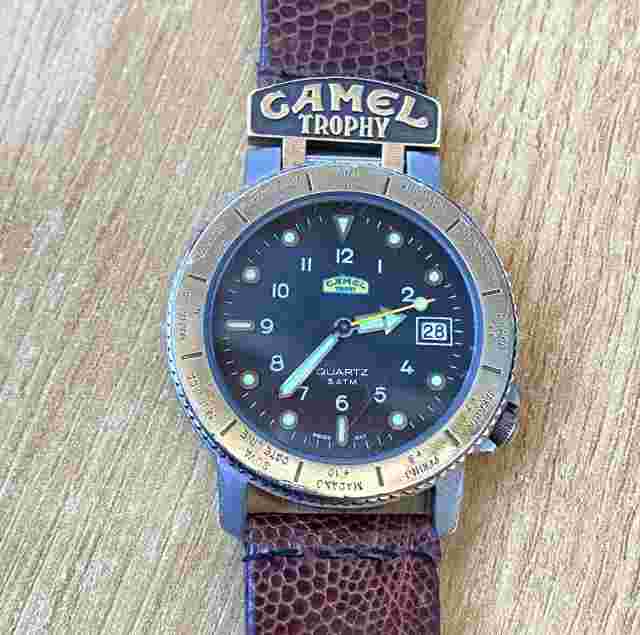 Camel Trophy Swiss Green Belt Patented Model 555.415 Miyota 1 JEWEL Movt. Watch