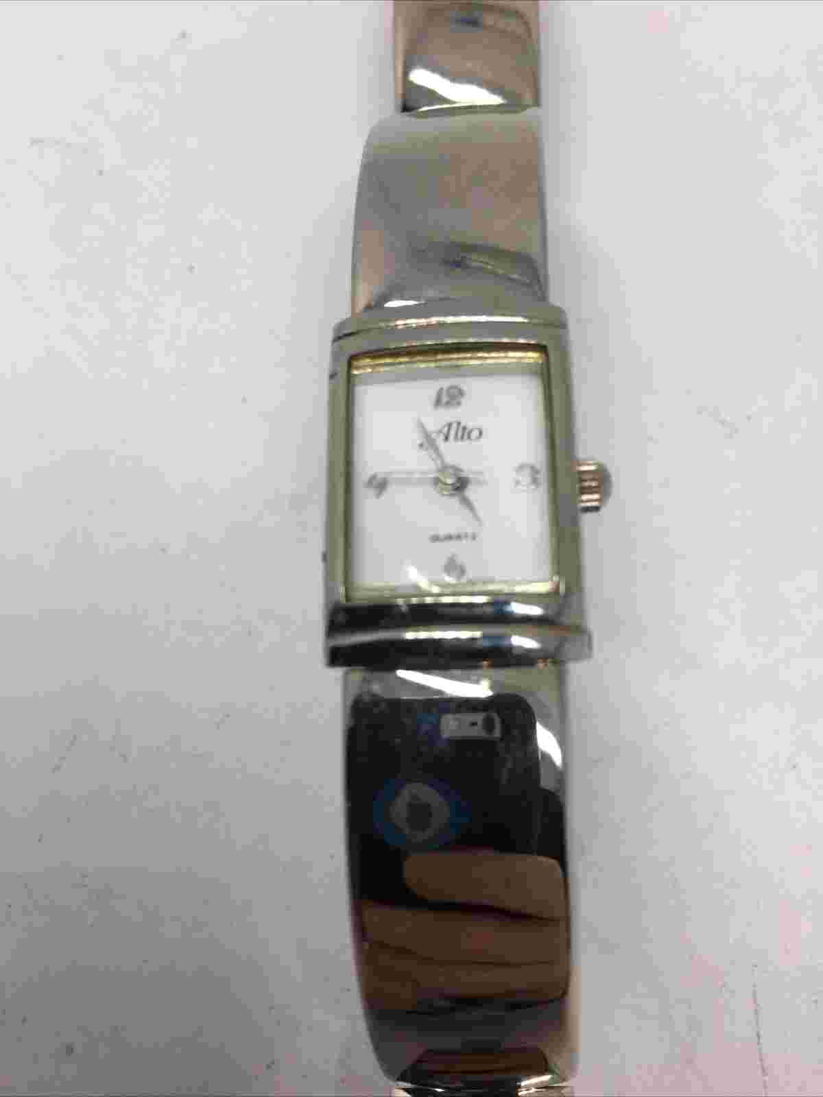 alto silver tone quartz watch