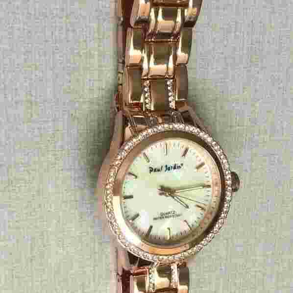 Paul Jardin Women's Rose Gold Watch Round Pearl Dial on Matching Linked Band New
