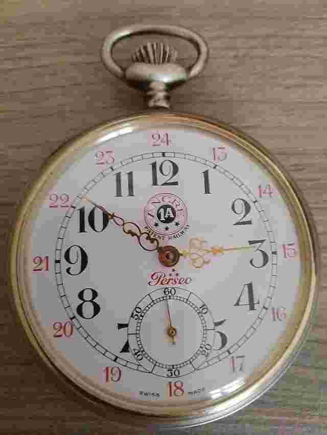 Perseo Watch Pocket Patente Railway Serie. Beautiful And Rare
