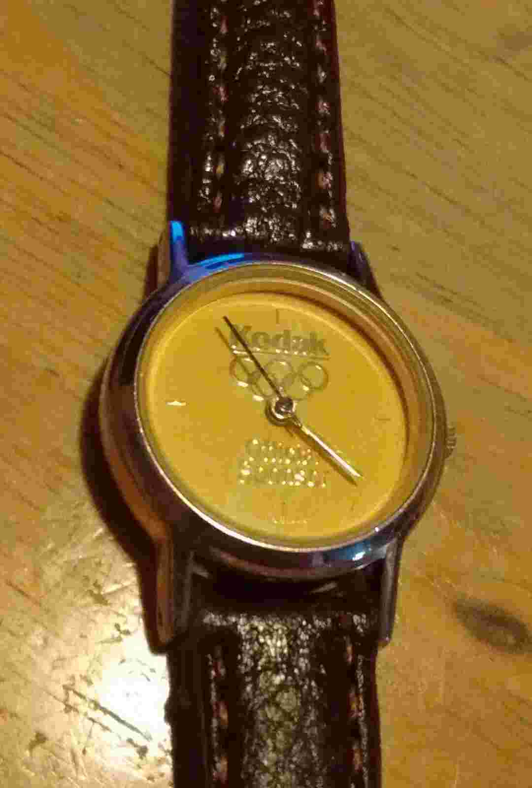 Vintage Kodak Olympic official sponsor watch, running with new battery/leather A