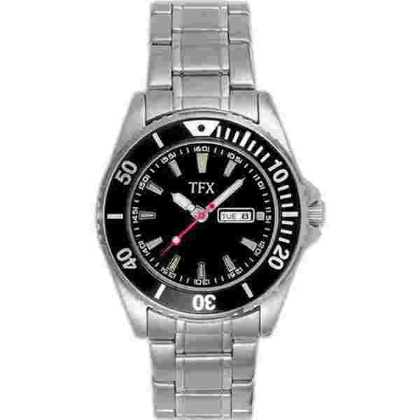 TFX by Bulova Collection 38N02 Silver Tone Day/Date Black Dial Women's Watch