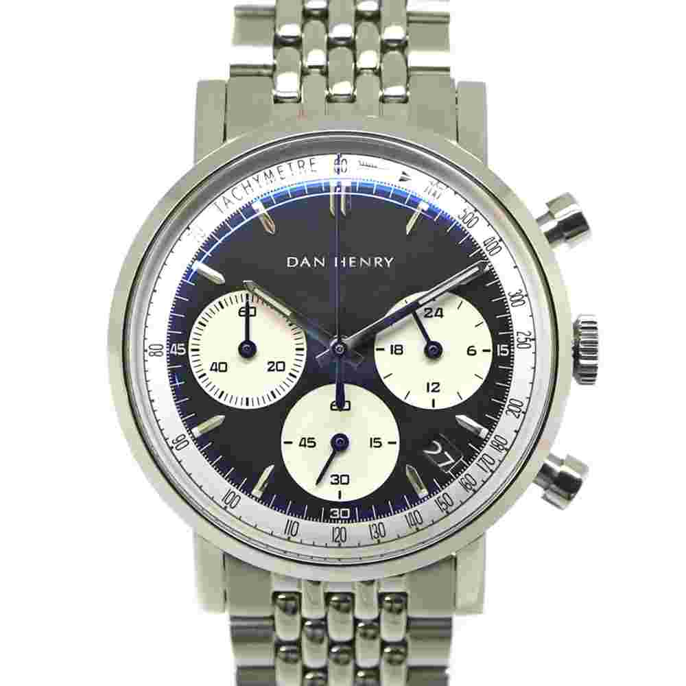 DAN HENRY Wristwatch 1964 Panda Date Quartz Black Dial Stainless Steel