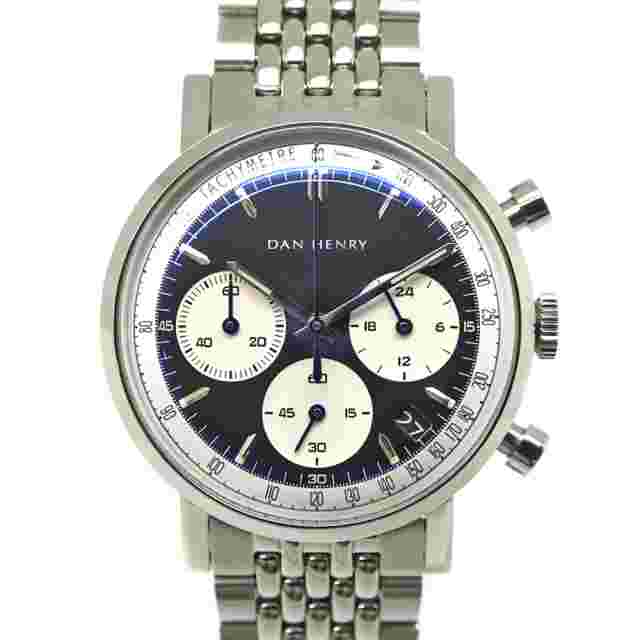 DAN HENRY Wristwatch 1964 Panda Date Quartz Black Dial Stainless Steel