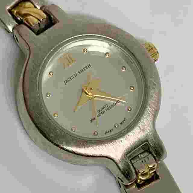 Jaclyn smith women’s quartz analog watch 1Silver gold tone 19mm case bracelet