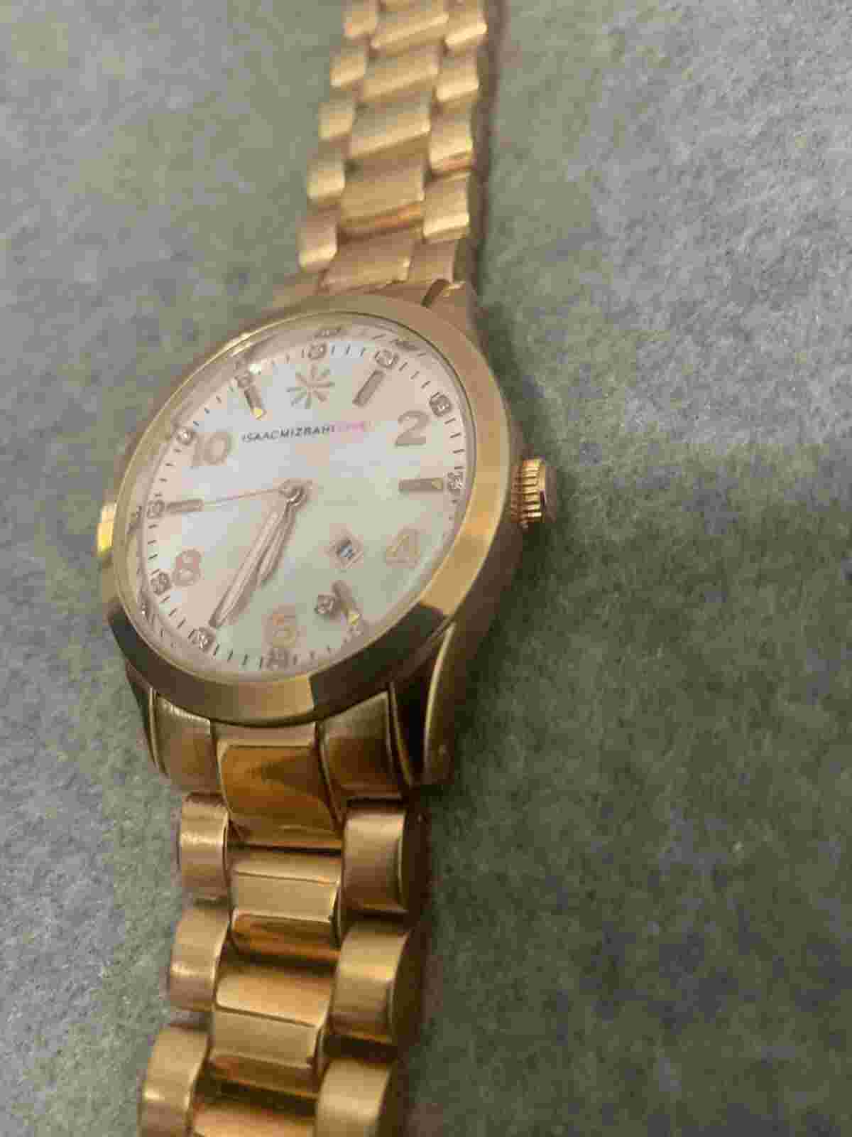ISAAC MIZRAHI LIVE! ROSE GOLD TONE  QUARTZ ANALAOG LADIES WATCH Sz.7" RUNNING !!