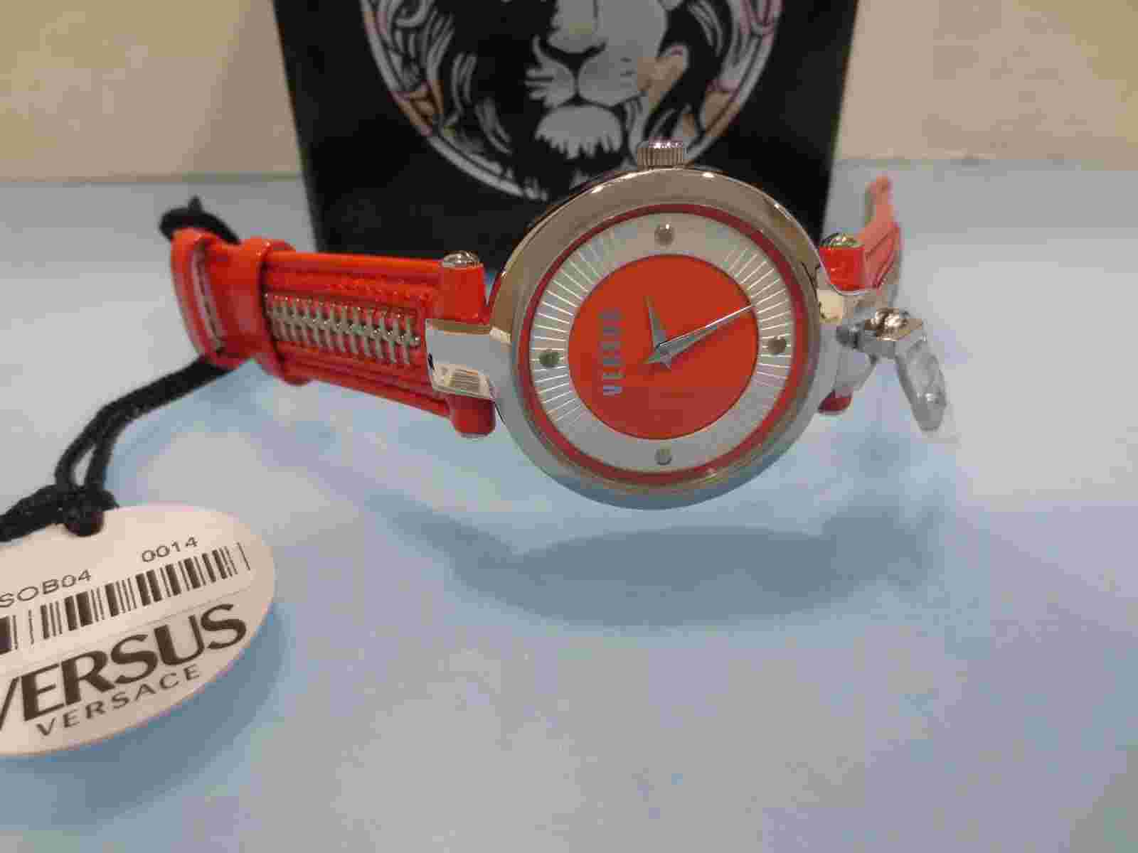 Versus by Versace Women's SOB040014  Key Biscayne Red Leather Pin Zipper Watch