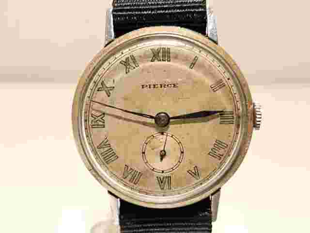 VINTAGE RARE WW2 ERA SUB SECOND CHROMED MEN'S SWISS 35mm WATCH "PIERCE"15J