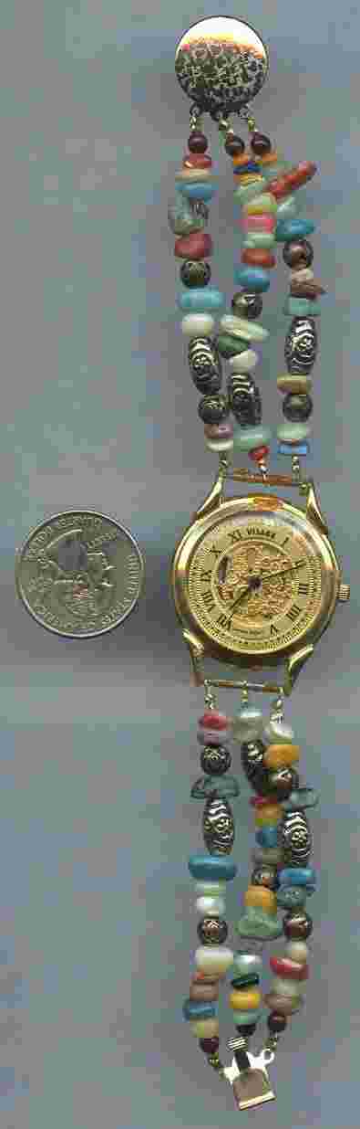 Vintage Stainless Steel Visage Watch Colorful Bead W35