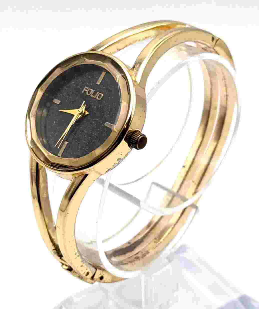 Folio Women's Quartz Bracelet Watch Gold Tone New Battery