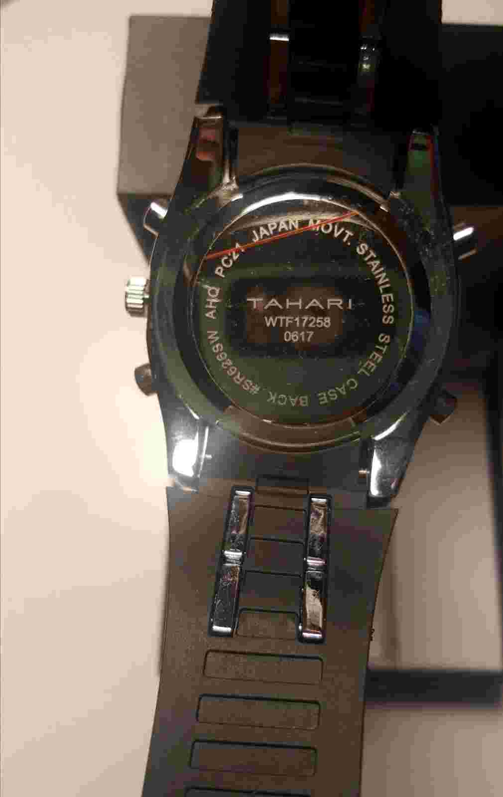 Tahari Mens Black/Black Singles Watch