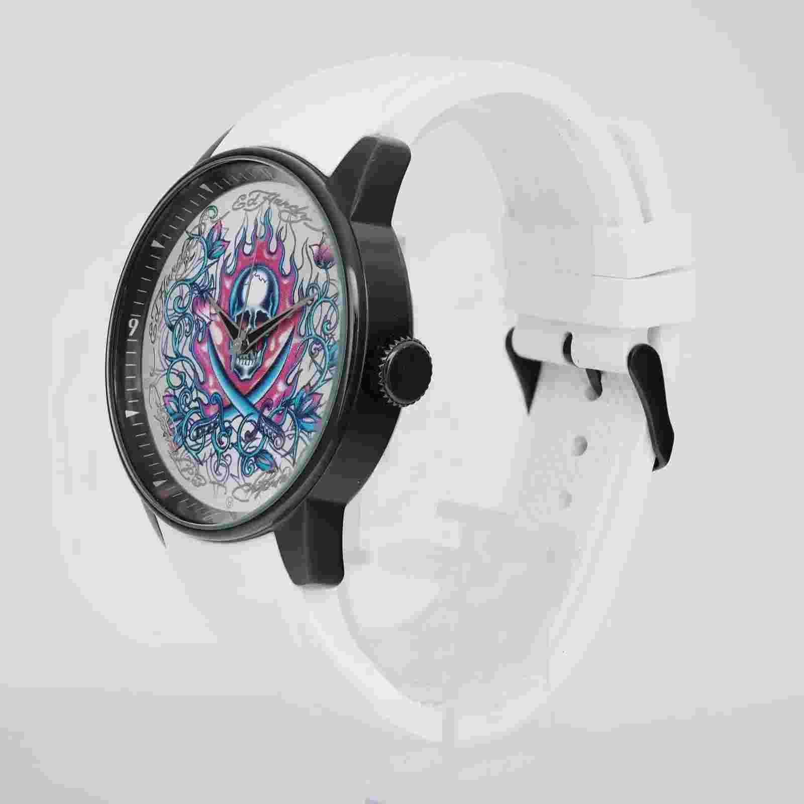 Ed Hardy 45mm Steel PVD White Dial Quartz Mens Watch AU-FS