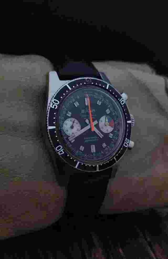 RARE!! LE JOUR DIVER 20ATM. CHRONOGRAPH L.248 VINTAGE 60's RARE 17J SWISS WATCH.