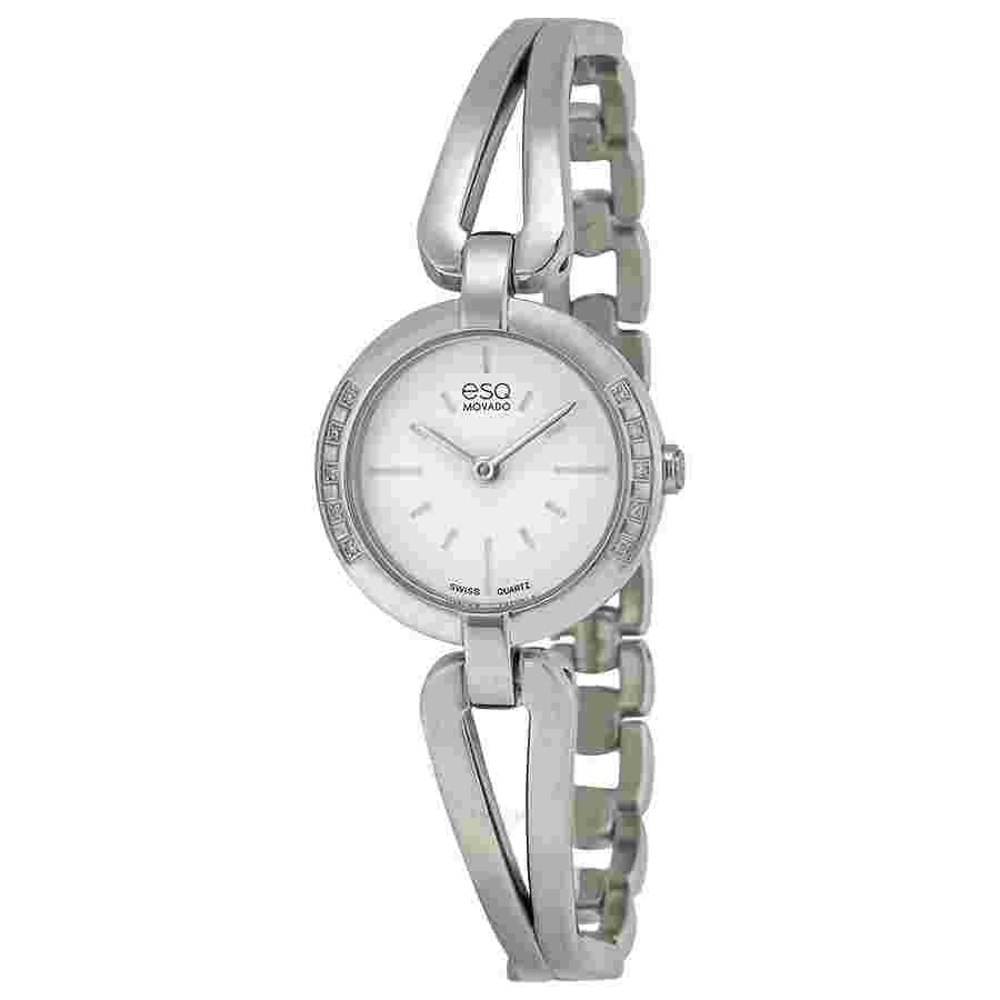 NEW ESQ BY MOVADO 07101395 SWISS QUARTZ LADIES DIAMOND STEEL WATCH CORBEL