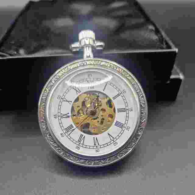 The Heritage Collection 'Loire' silver plated pocket watch boxed working